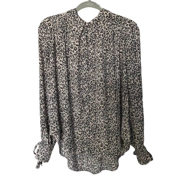 FREE PEOPLE Leopard Print Long Sleeves Button Down Blouse Size S - Picture 2 of 8